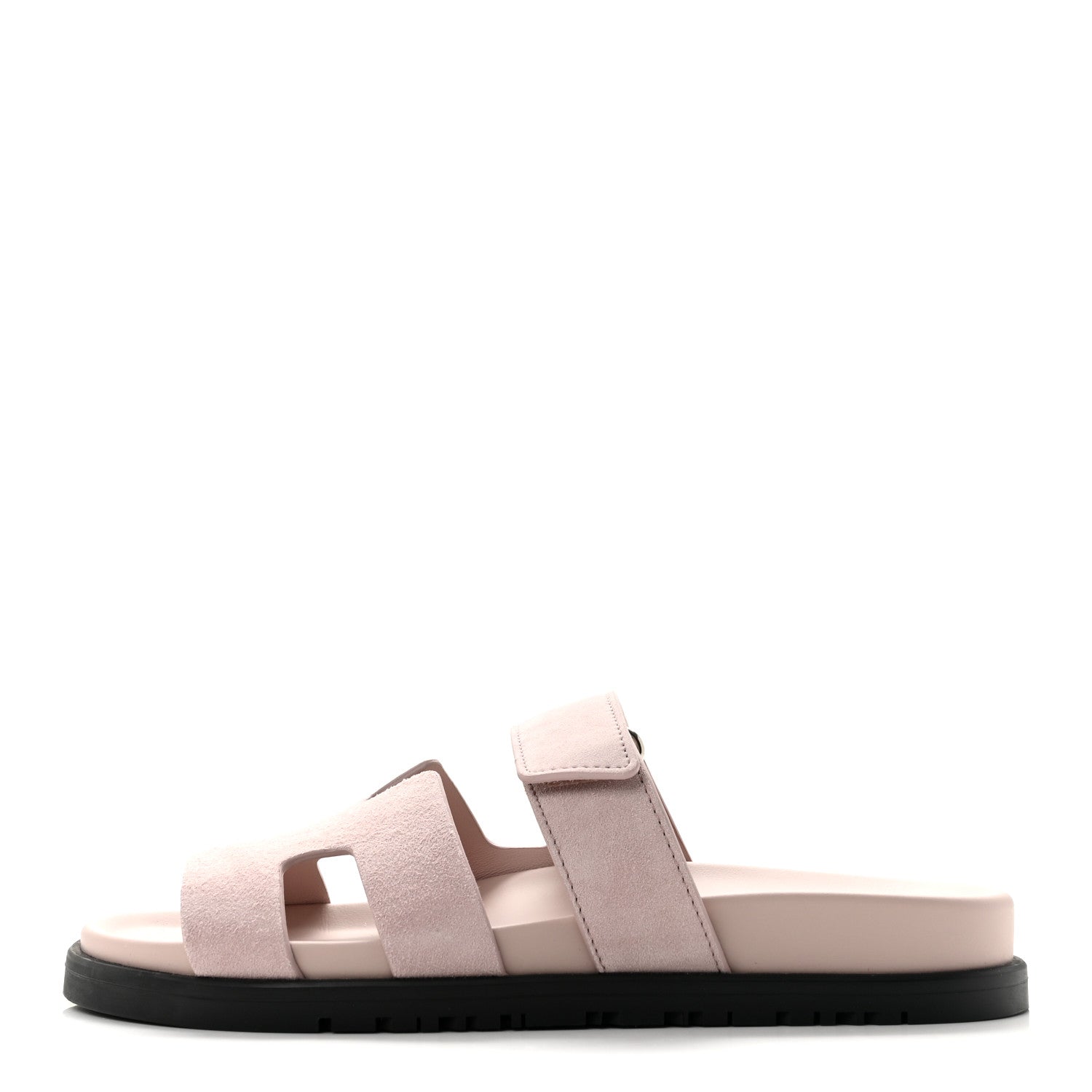 Hermes Suede Goatskin Womens Chypre Sandals 36.5 Rose Porcelaine 1 of 10