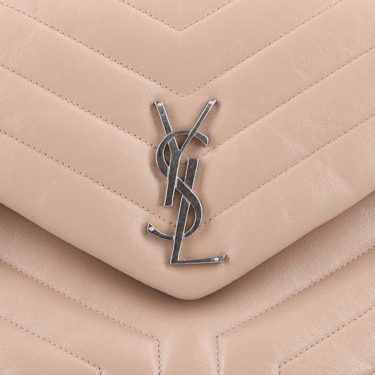 Calfskin Y Quilted Monogram Medium Loulou Chain Satchel Nude Powder