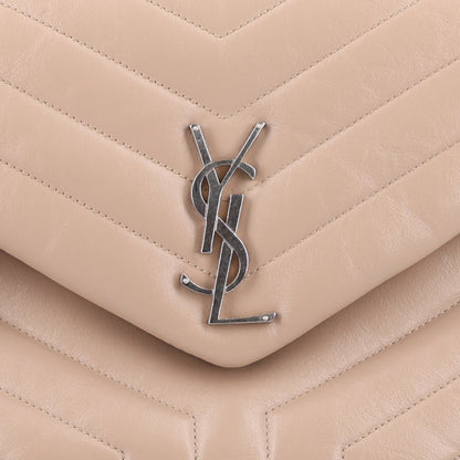 Saint Laurent Calfskin Y Quilted Monogram Medium Loulou Chain Satchel Nude Powder 9 of 11