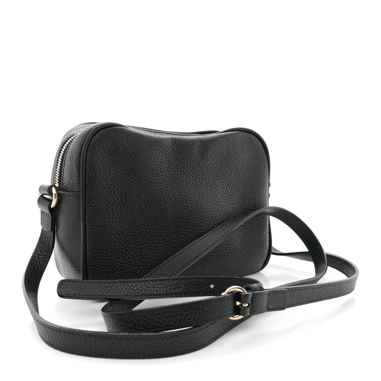 Pebbled Calfskin Small Soho Disco Bag Black