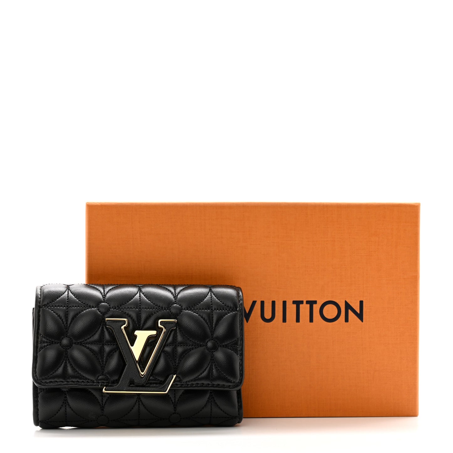 Padded Monogram Lambskin Capucines Compact Maxi Wallet Black