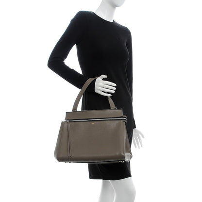 Celine Drummed Calfskin Medium Edge Shoulder Bag Grey 2 of 7