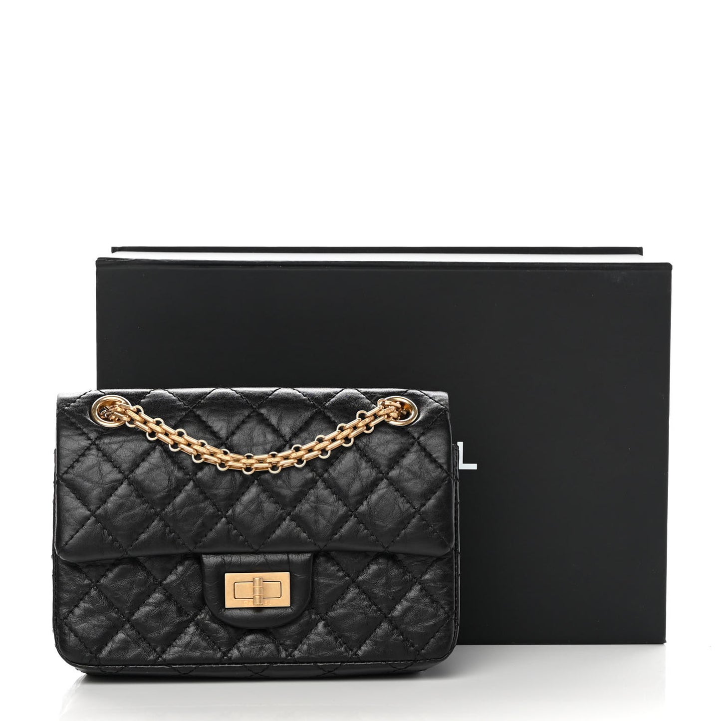 Aged Calfskin Quilted 2.55 Reissue Mini Flap Black