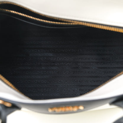 Prada Saffiano City Calfskin Medium Esplanade White Black 5 of 8