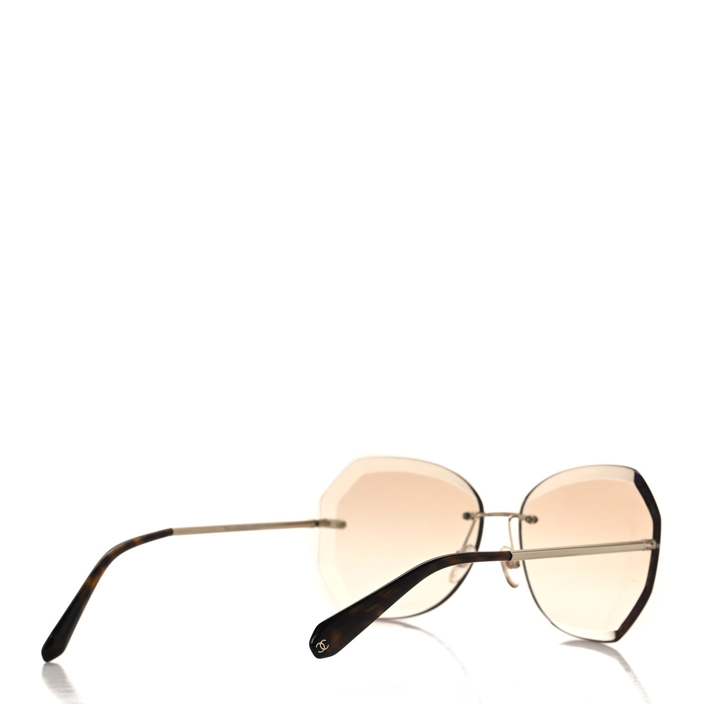 Metal Spring Round Sunglasses 4220 Gold Brown