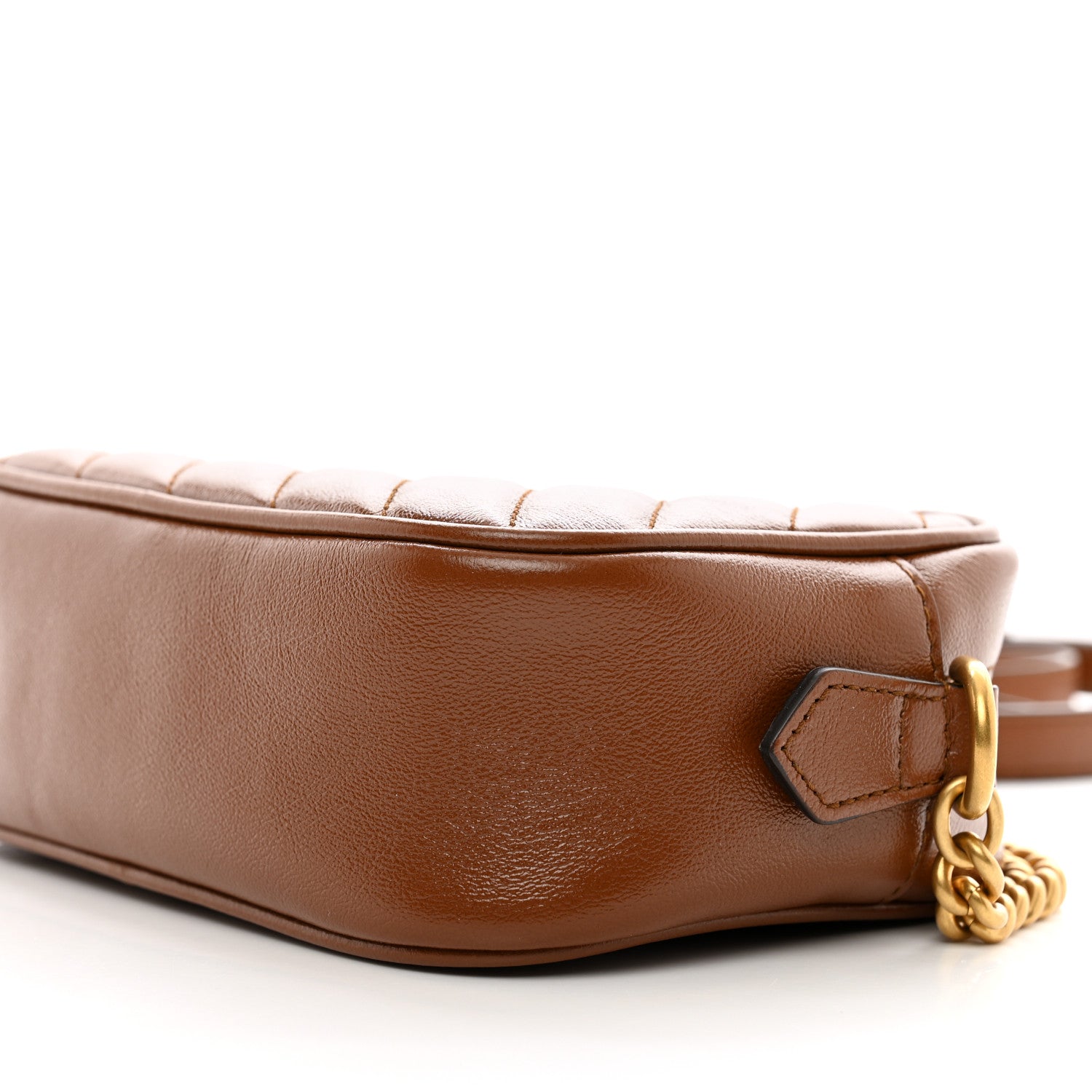 Gucci Glazed Calfskin Matelasse Diagonal Mini GG Marmont Chain Shoulder Bag Cuir 10 of 10