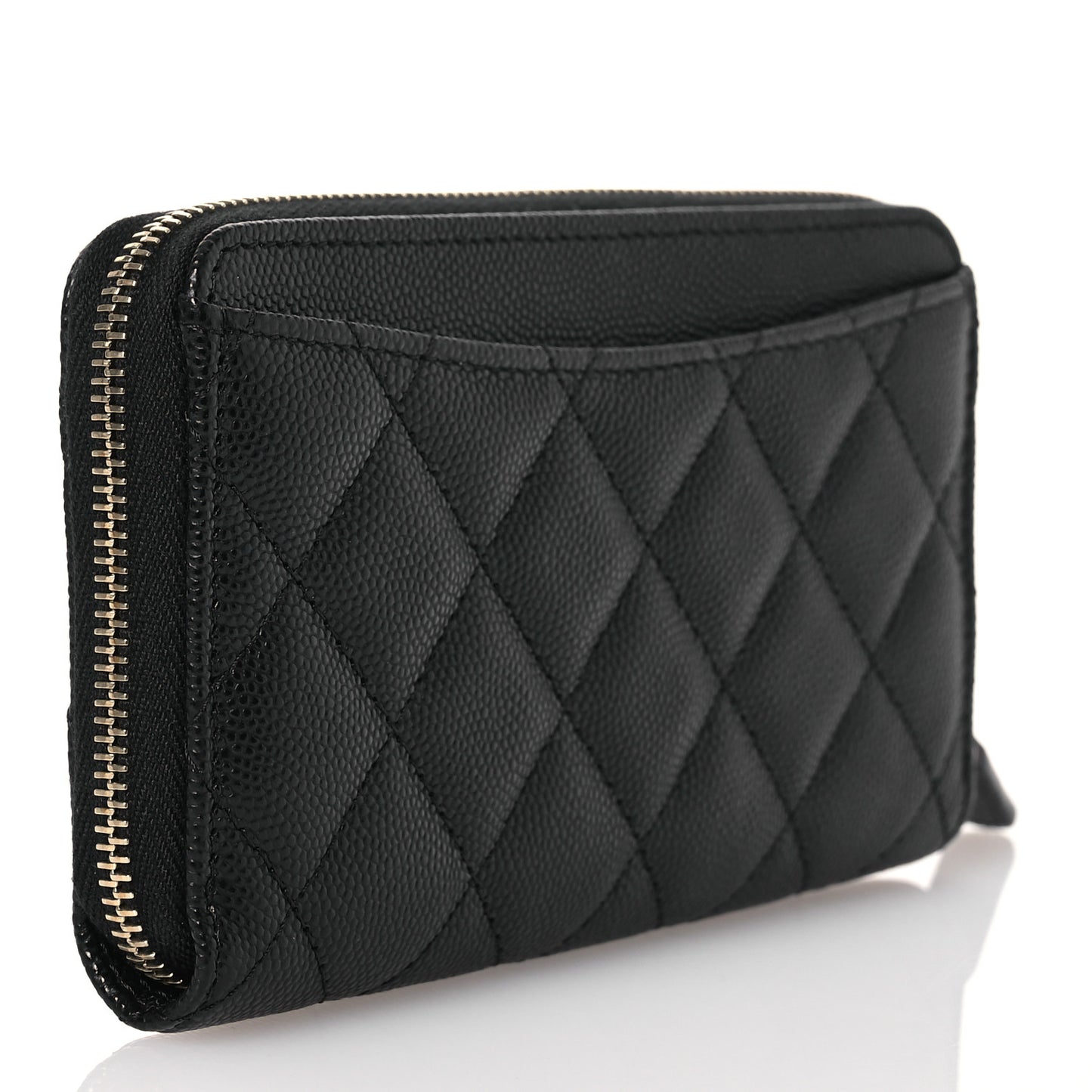 Caviar Quilted Medium Zip Around Wallet Black