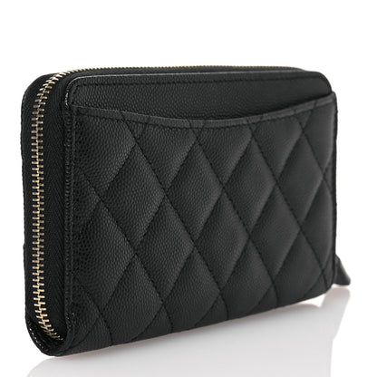 Chanel Caviar Quilted Medium Zip Around Wallet Black 3 of 13