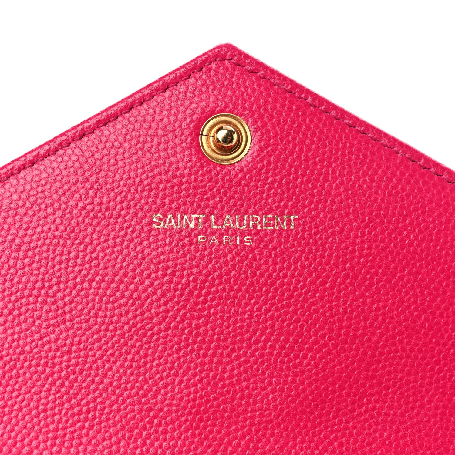 Saint Laurent Grain De Poudre Matelasse Chevron Monogram Envelope Chain Wallet Fresh Fuchsia 6 of 13