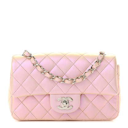 Chanel Iridescent Calfskin Quilted Mini Rectangular Flap Pink 1 of 10