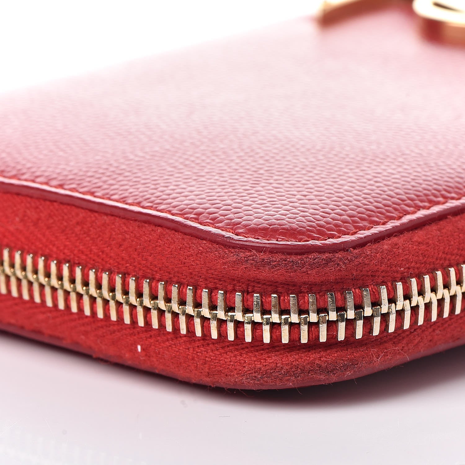 Saint Laurent Grain De Poudre Monogram Zip Around Wallet New Red 10 of 14