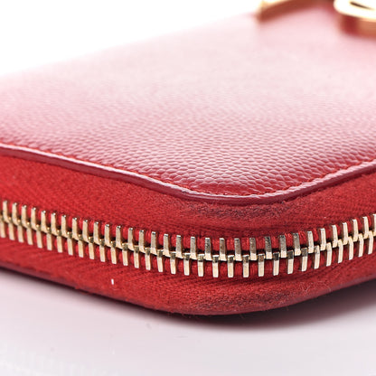 Saint Laurent Grain De Poudre Monogram Zip Around Wallet New Red 10 of 14