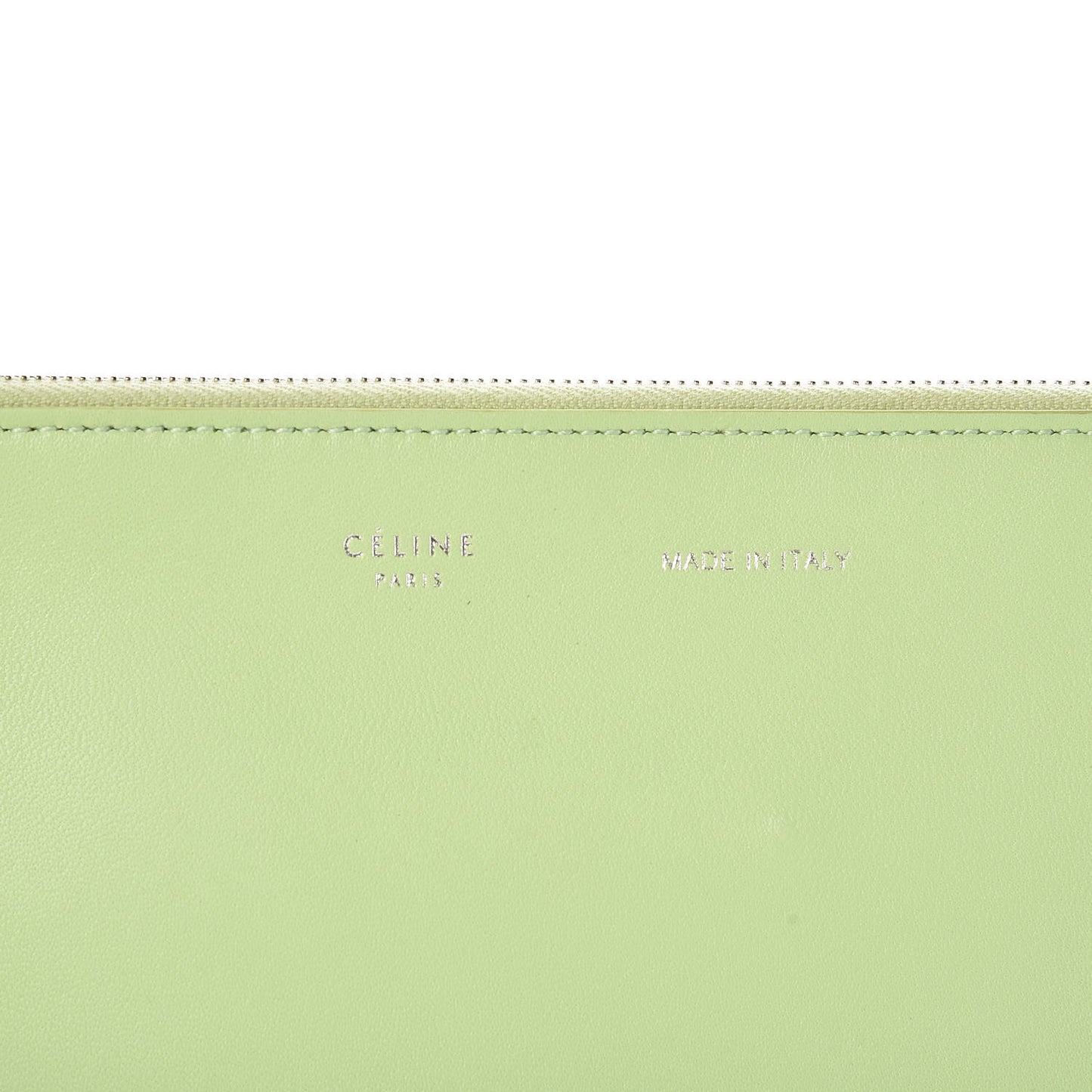 Plastic Bag with Cloudy Lambskin Solo Zip Pouch Clutch Lime