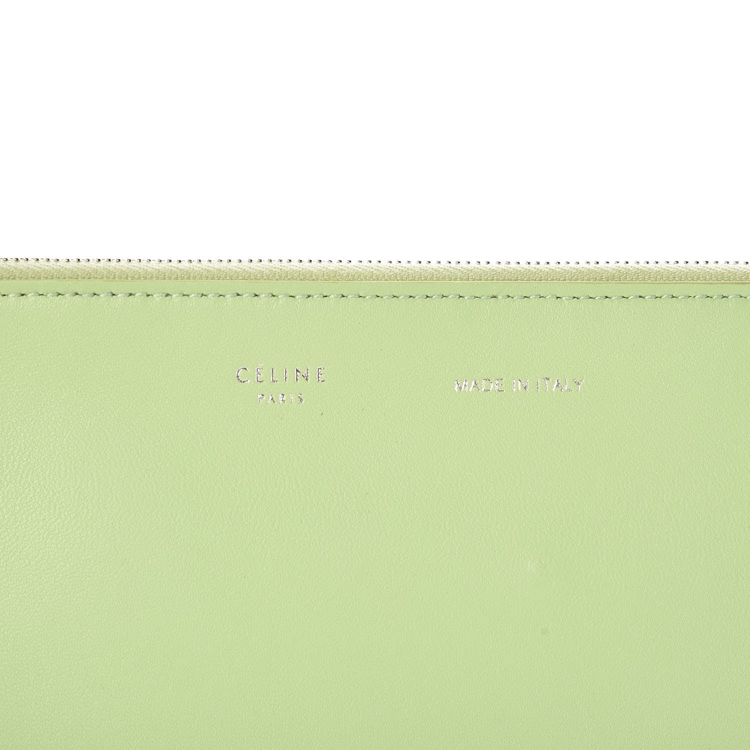 Celine Plastic Bag with Cloudy Lambskin Solo Zip Pouch Clutch Lime 12 of 17