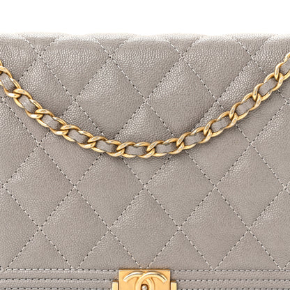 Chanel Caviar Quilted Boy Wallet On Chain WOC Grey 9 of 12