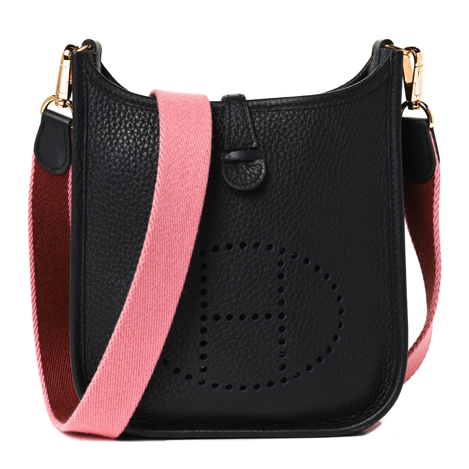 Hermes Taurillon Clemence Amazone Evelyne TPM Bleu Indigo Rose D'Ete Rouge H 1 of 10