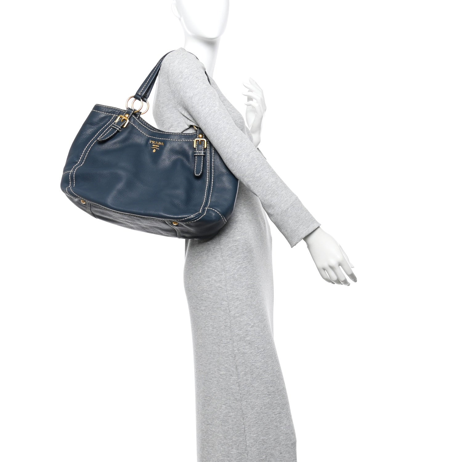 Prada Vitello Daino Tote Bleuette 2 of 12