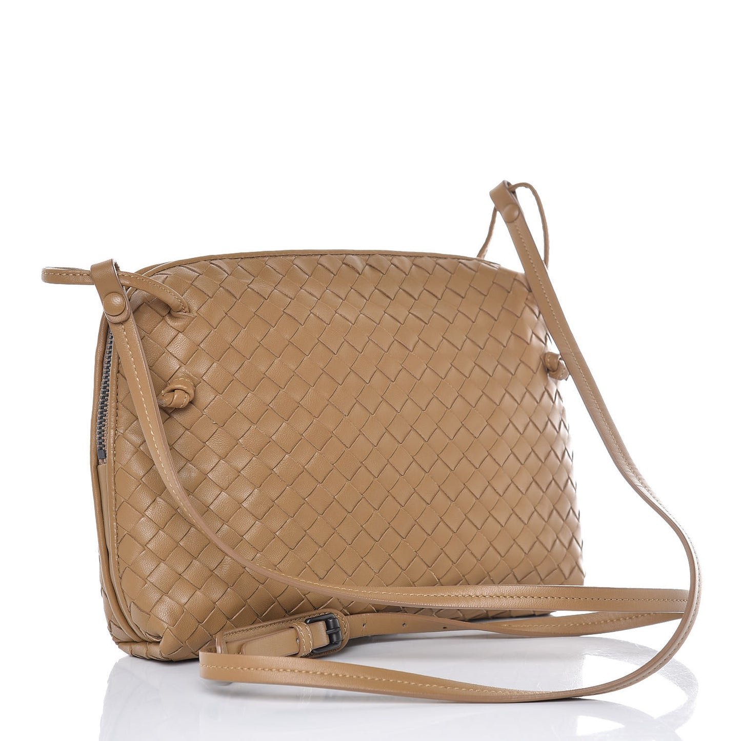 Nappa Intrecciato Pillow Crossbody Messenger Camel