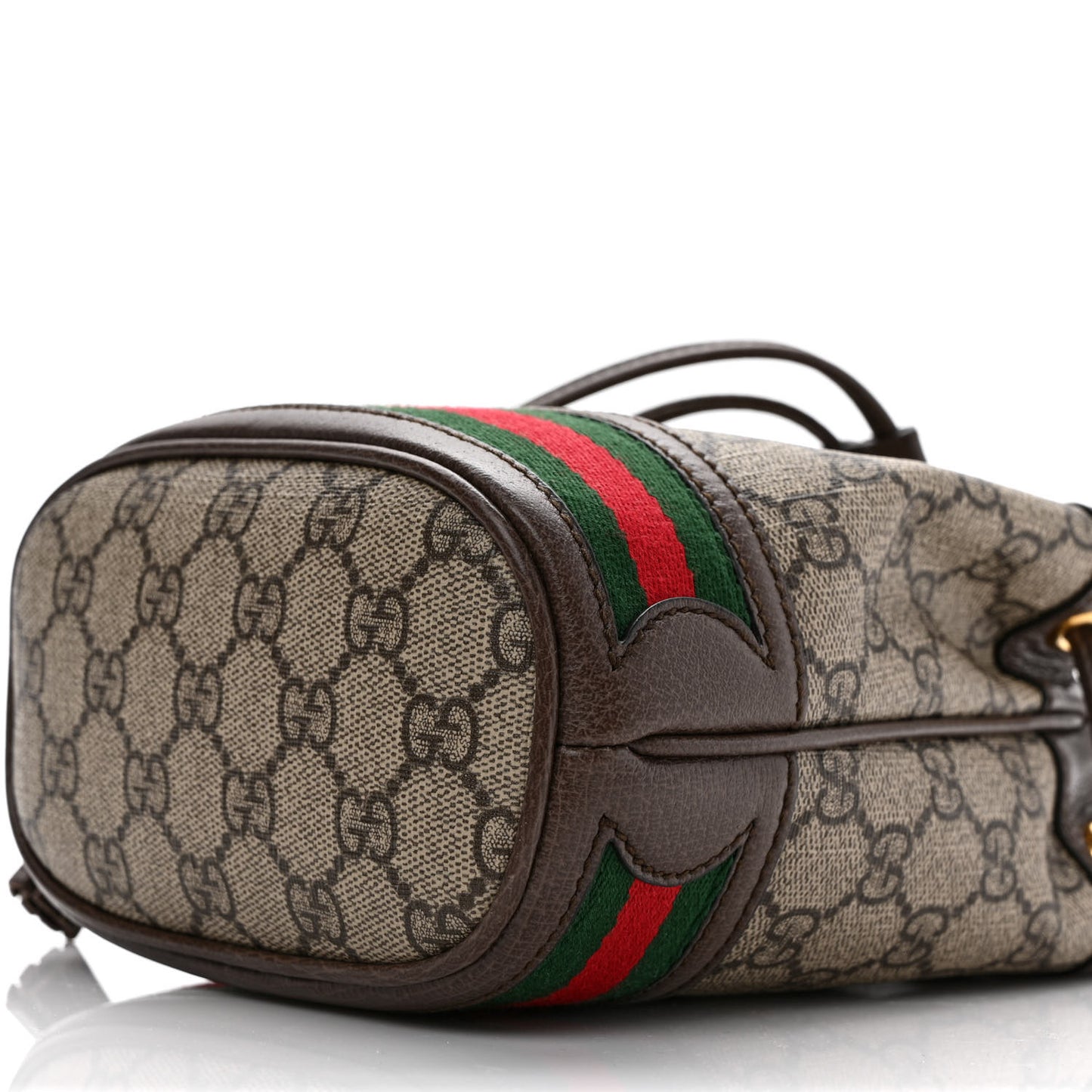 GG Supreme Monogram Web Mini Ophidia Bucket Bag Brown