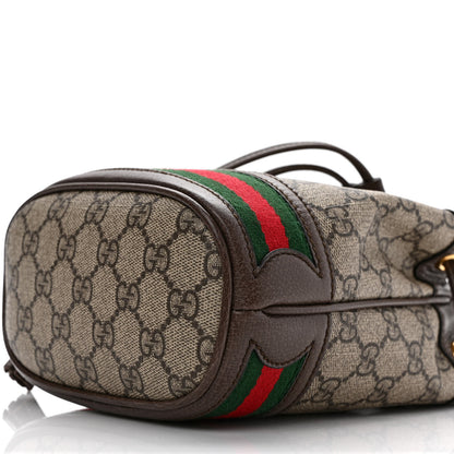 Gucci GG Supreme Monogram Web Mini Ophidia Bucket Bag Brown 9 of 9