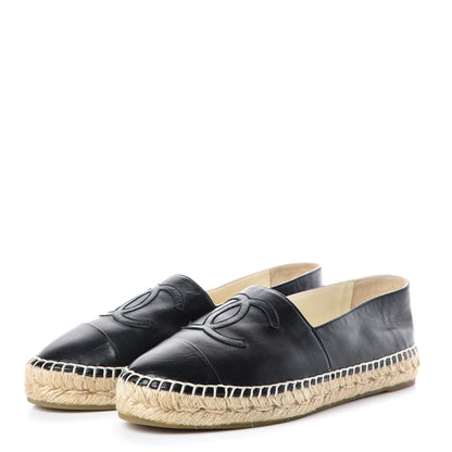 Chanel Lambskin CC Espadrilles 36 Black 3 of 9