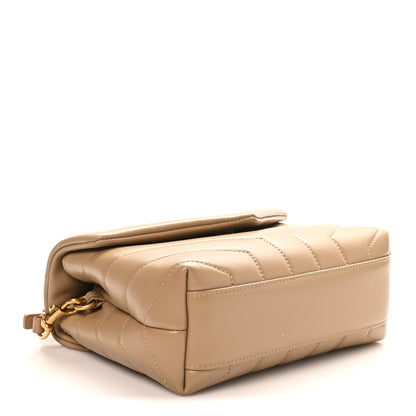 Saint Laurent Calfskin Y Quilted Monogram Toy Loulou Crossbody Bag Dark Latte 4 of 12