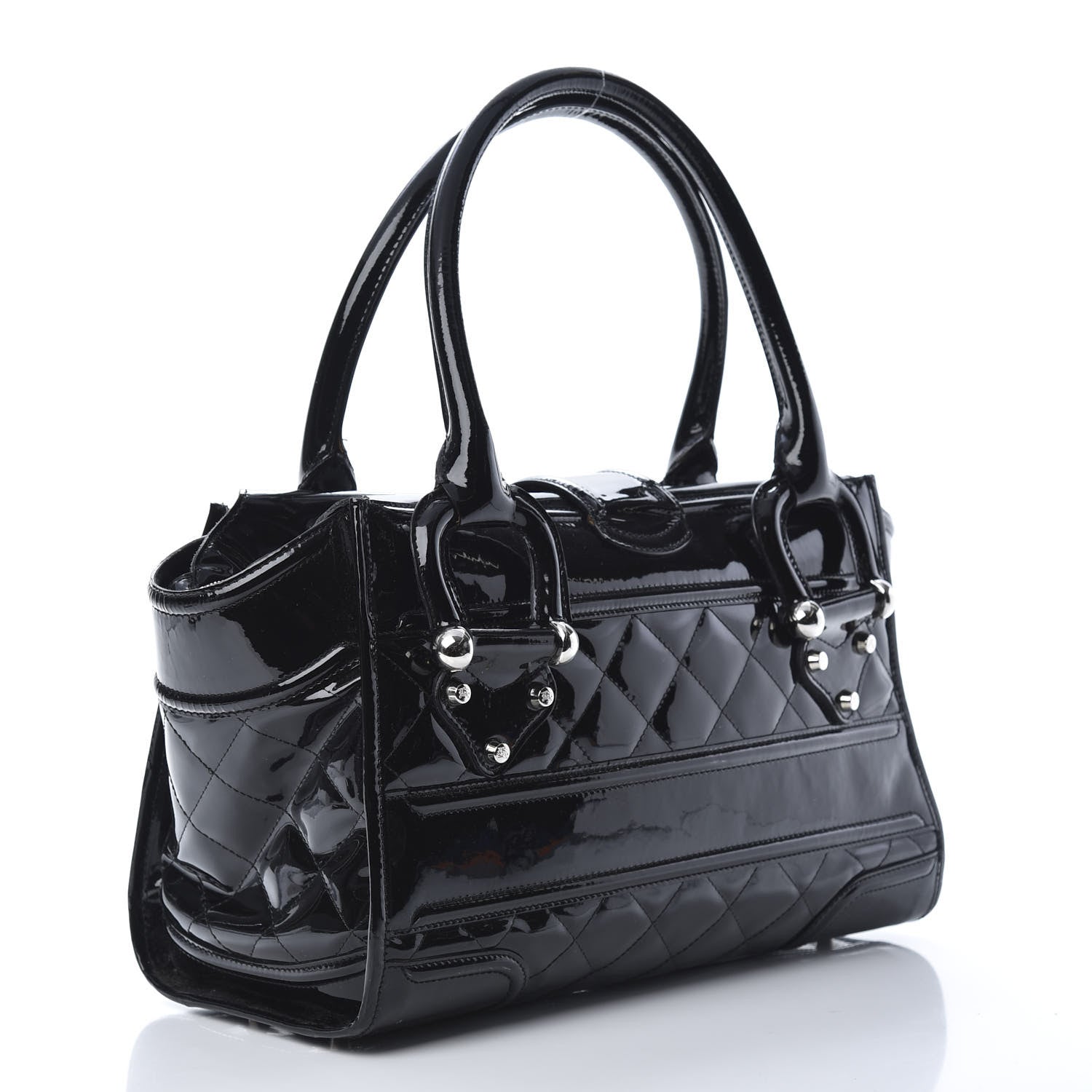 Burberry Patent Quilted Large Manor Tote Black 3 of 16
