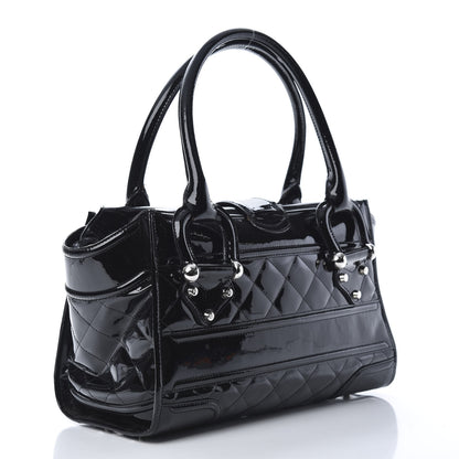 Burberry Patent Quilted Large Manor Tote Black 3 of 16