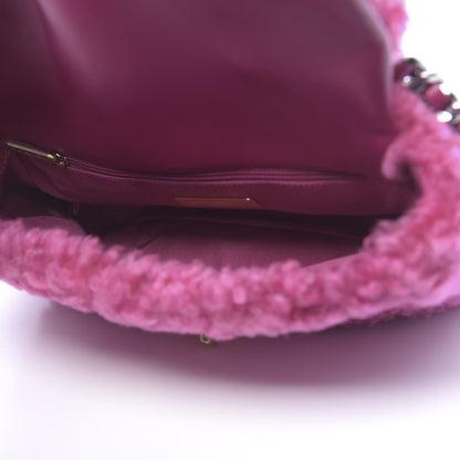 Chanel Shearling Sheepskin Medium 19 Flap Pink 5 of 11