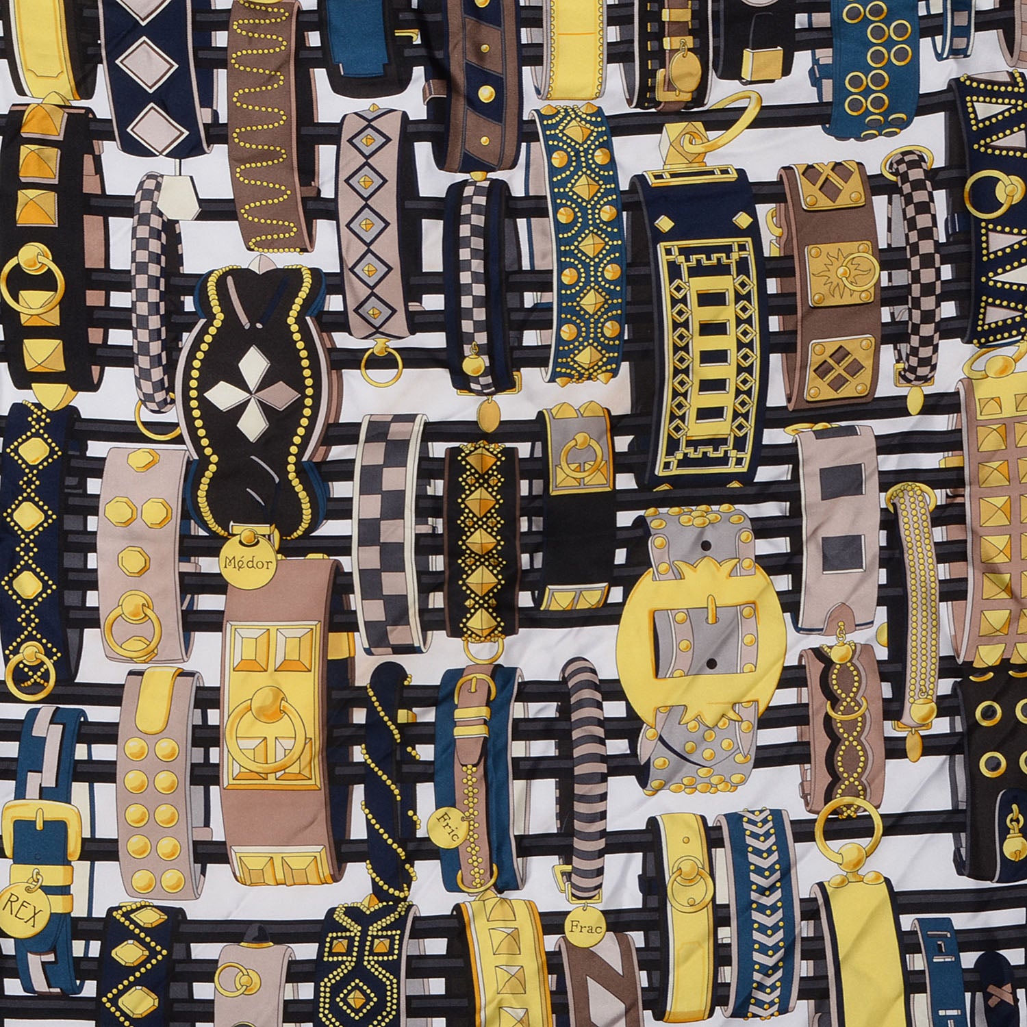 Hermes Silk Colliers de Chiens Scarf 90 Jaune 1 of 6