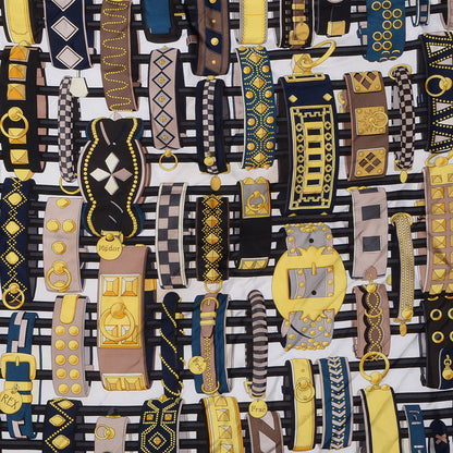 Hermes Silk Colliers de Chiens Scarf 90 Jaune 1 of 6