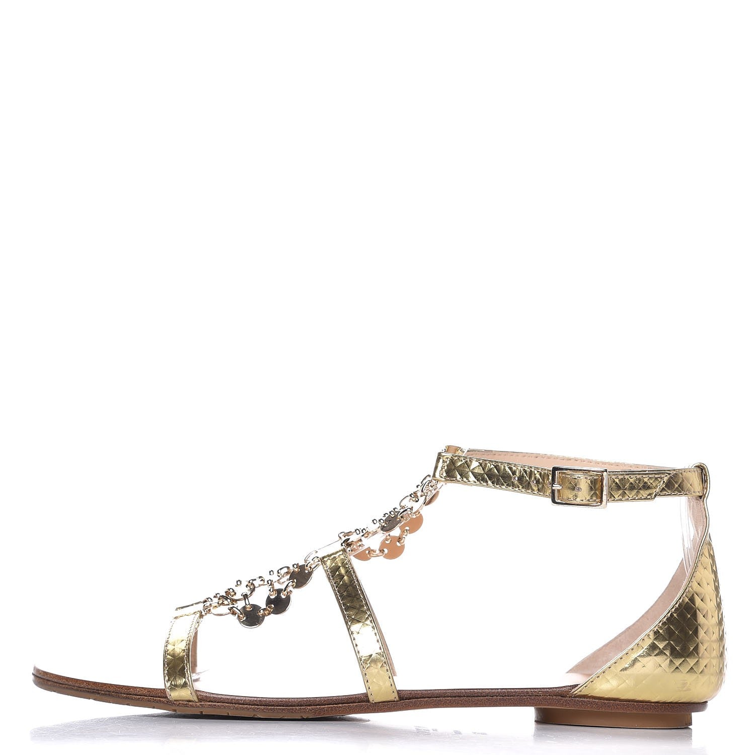 Jimmy Choo Metallic Cubed Mirror Wyatt Gladiator Sandals 36.5 Gold 1 of 11