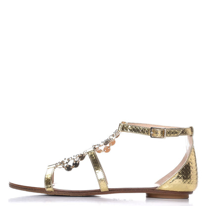 Jimmy Choo Metallic Cubed Mirror Wyatt Gladiator Sandals 36.5 Gold 1 of 11