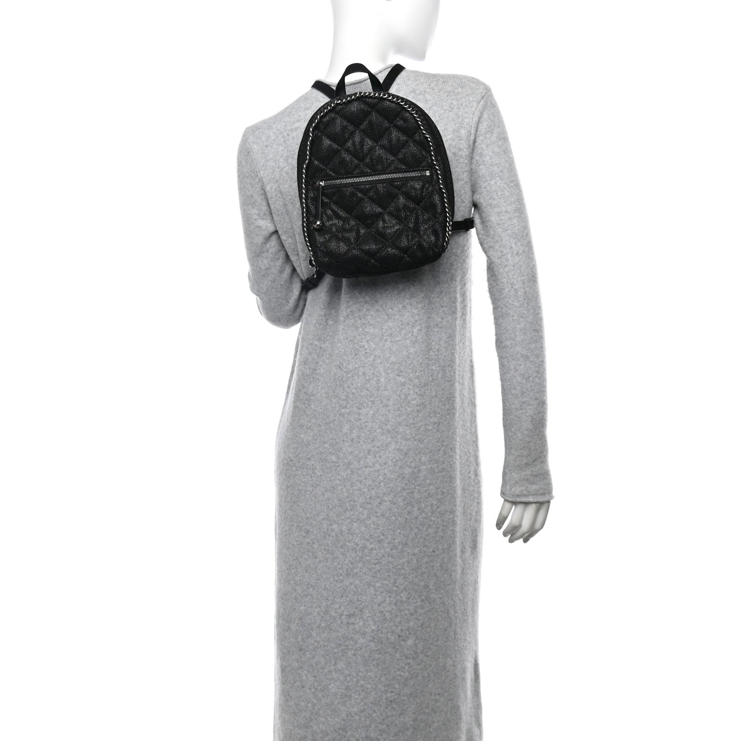 Stella McCartney Shaggy Deer Quilted Mini Falabella Backpack Black 3 of 9