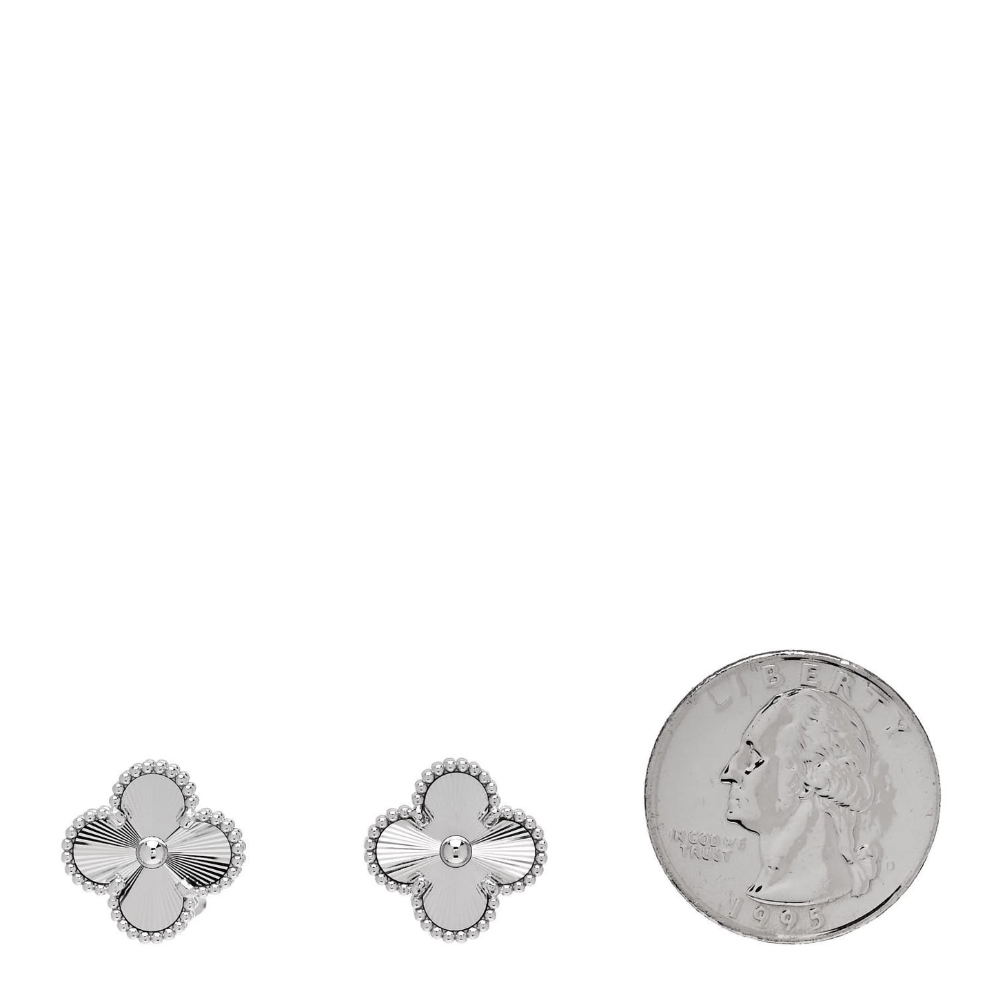 18K White Gold Guilloche Vintage Alhambra Earrings