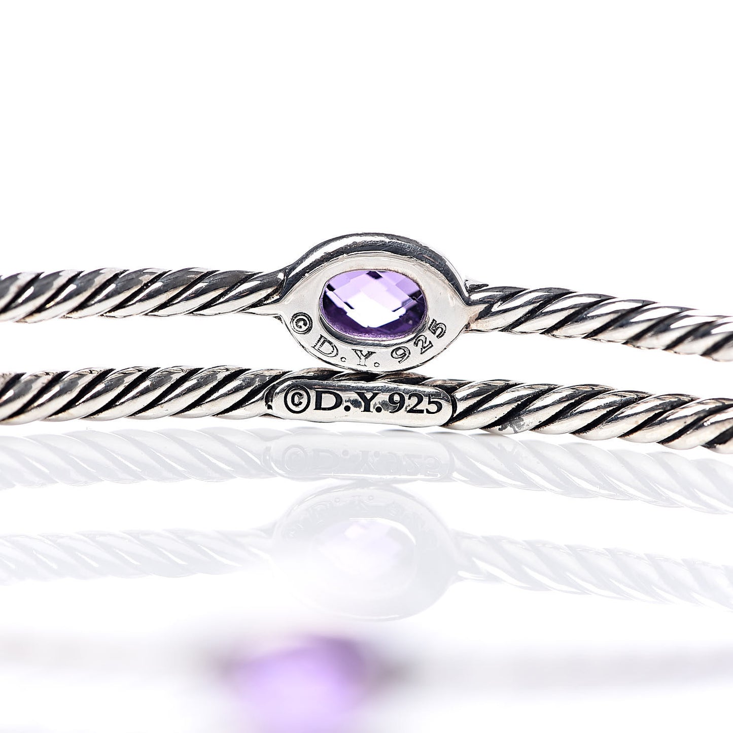 Sterling Silver Amethyst Color Classics Cable Bangle Bracelet Set of 2