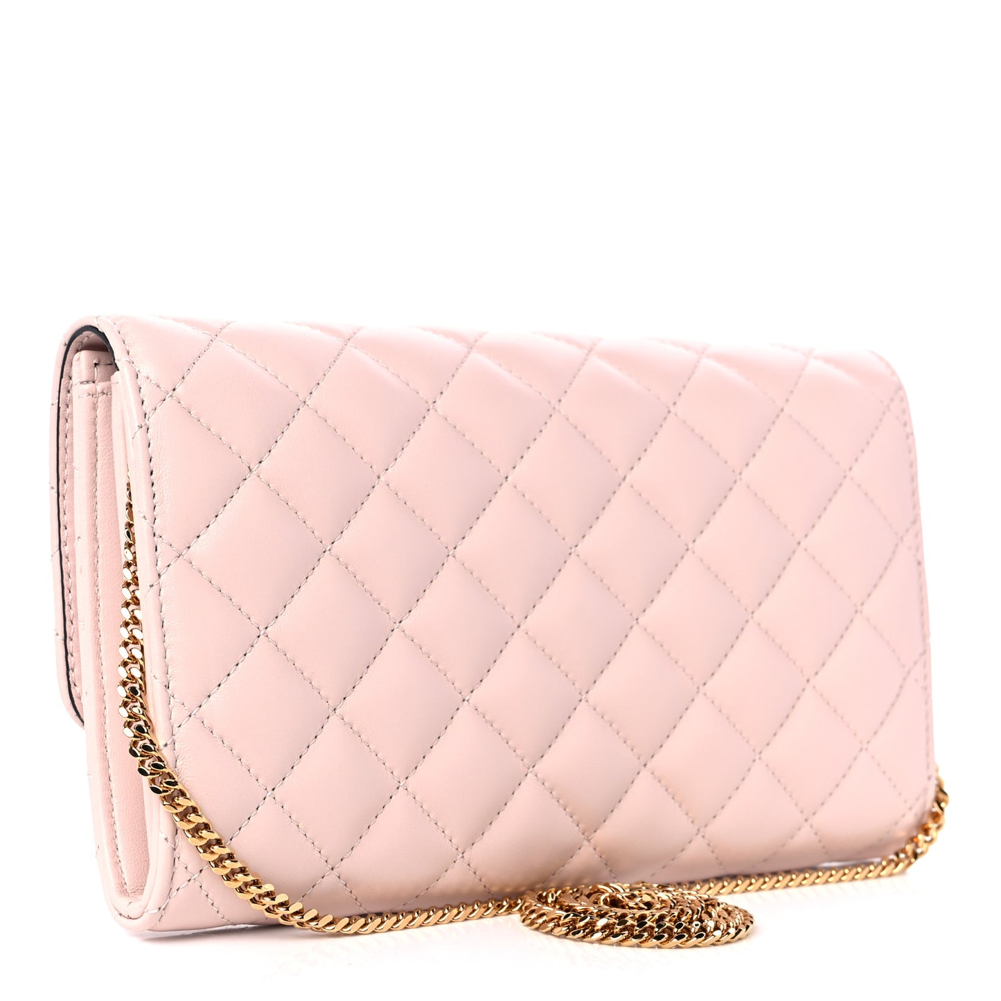 Calfskin Icon Quilted Wallet On Chain Crossbody Pink
