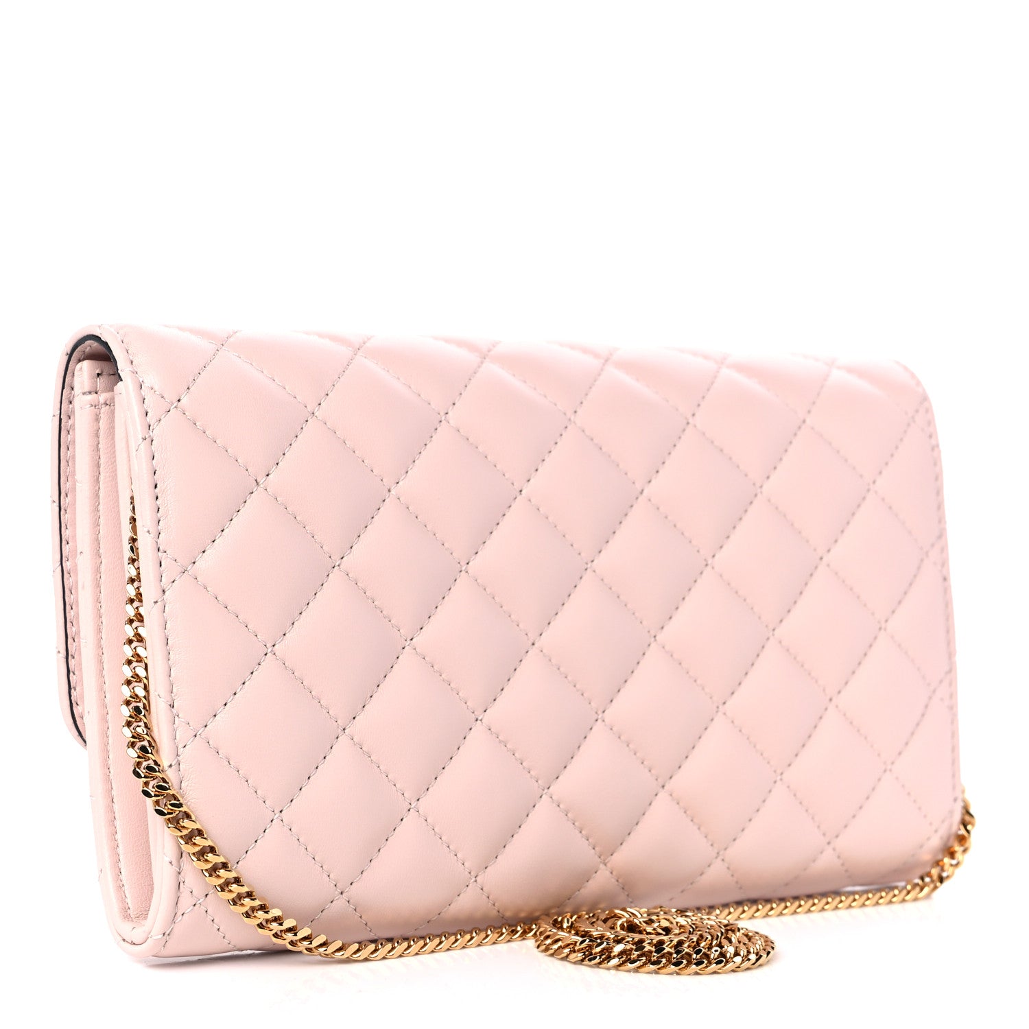 Versace Calfskin Icon Quilted Wallet On Chain Crossbody Pink 3 of 8