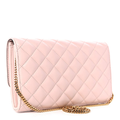 Versace Calfskin Icon Quilted Wallet On Chain Crossbody Pink 3 of 8
