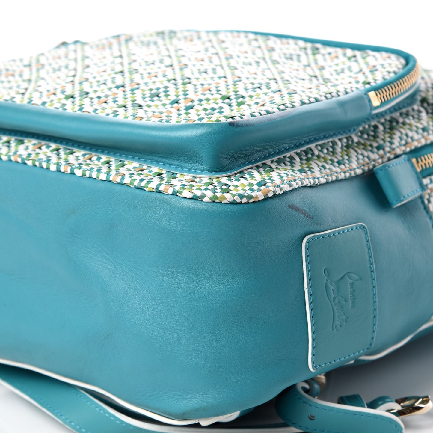 Calfskin Woven Valou Backpack Blue