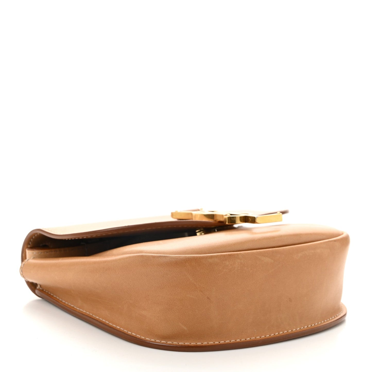 Smooth Vintage Calfskin Small Kaia Satchel Brown Gold