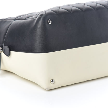 Chanel Calfskin Quilted Feather Weight Bowling Bag Black Beige 9 of 12