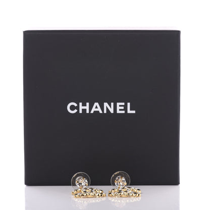 Chanel Resin Crystal Pearl CC Drop Earrings Gold Black 5 of 5