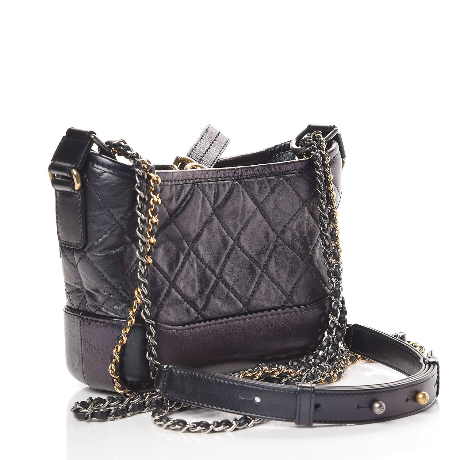 Chanel Iridescent Aged Calfskin Quilted Small Gabrielle Hobo Black 3 of 13