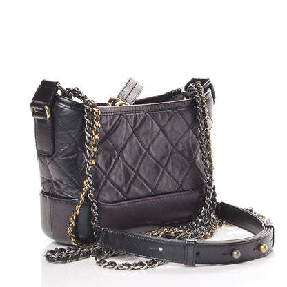 Chanel Iridescent Aged Calfskin Quilted Small Gabrielle Hobo Black 3 of 13