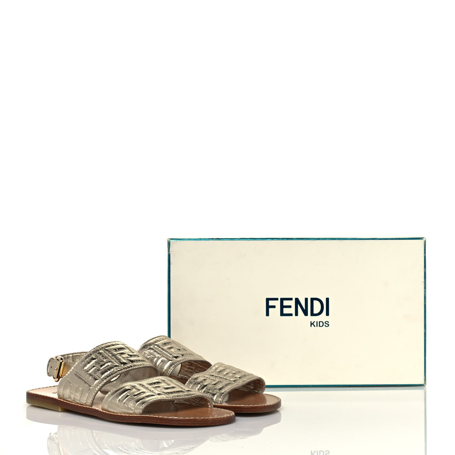 Fendi Metallic Nappa FF Embossed Slingback Slide Sandals 37 Gold 8 of 8