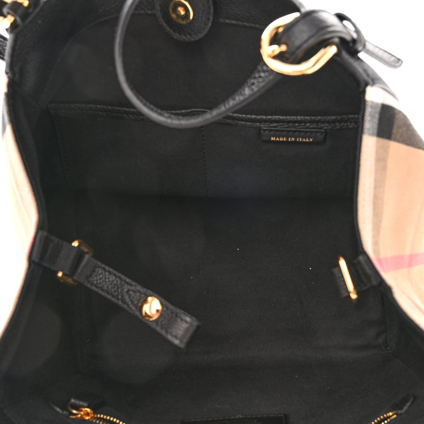 Grainy Calfskin House Check Small Canterbury Black