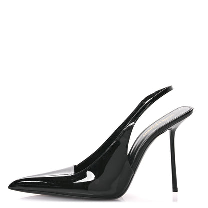 Saint Laurent Patent Calfskin Kiss 105 Slingback Pumps 41 Black 1 of 9