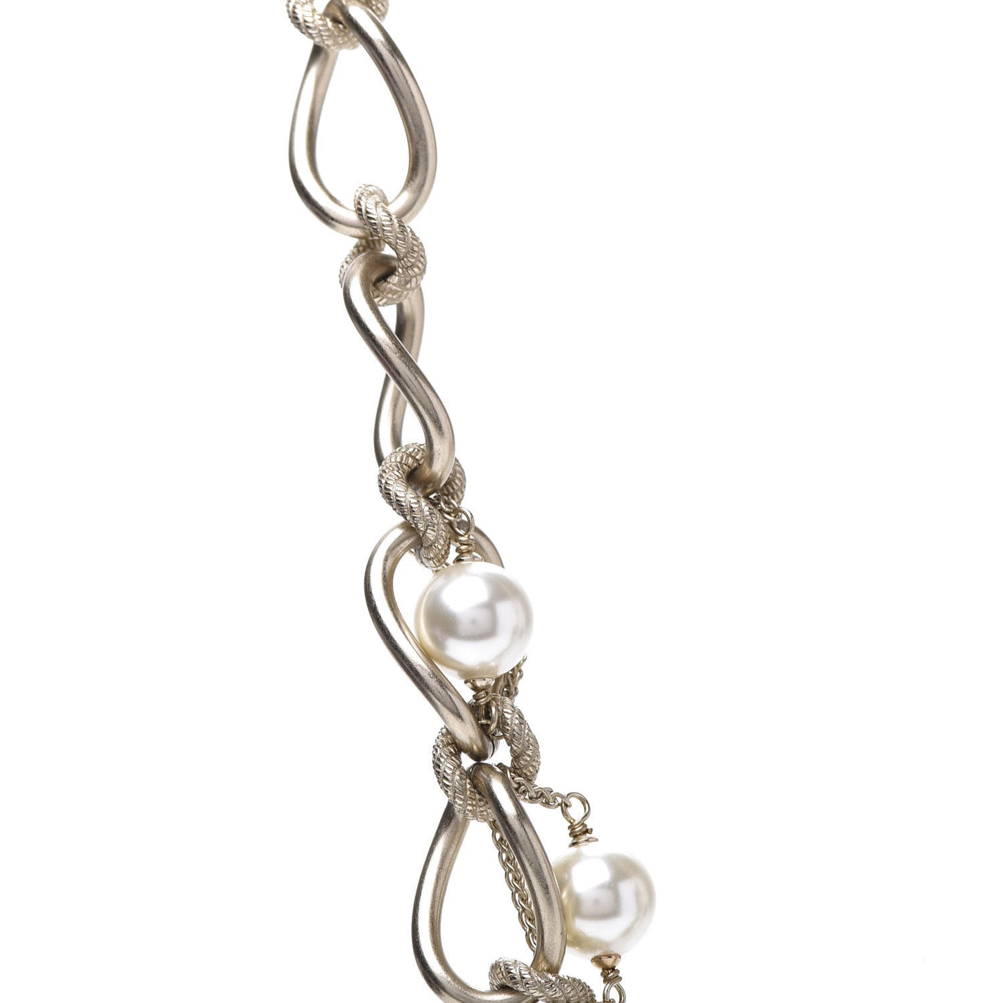 Metal Pearl Chain CC Paris Pendant Necklace Light Gold