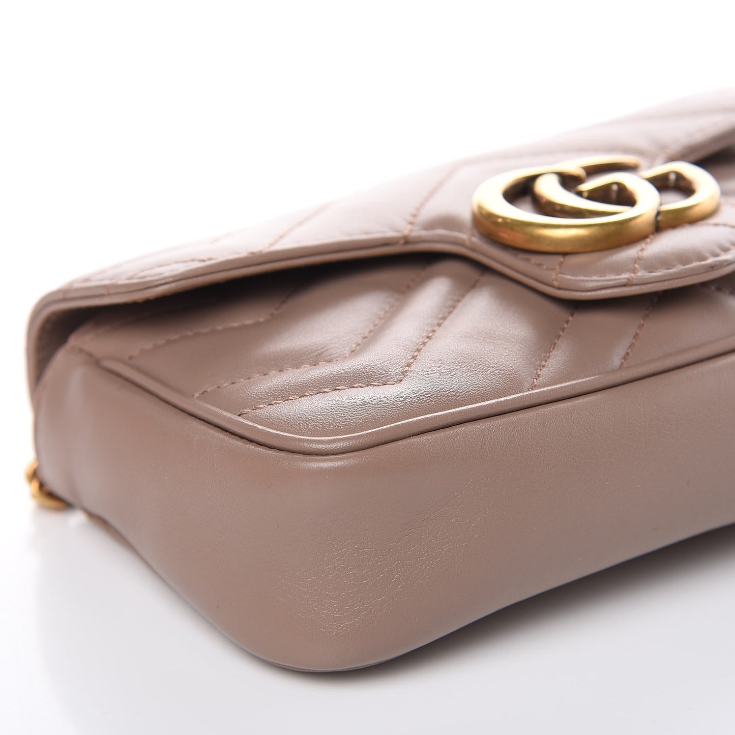 Calfskin Matelasse Super Mini GG Marmont Shoulder Bag Porcelain Rose